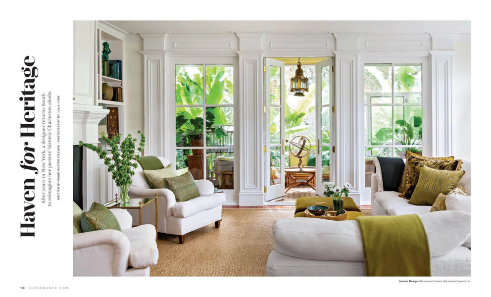 Luxe Interiors + Design article page featuring Alexandra Howard interiors