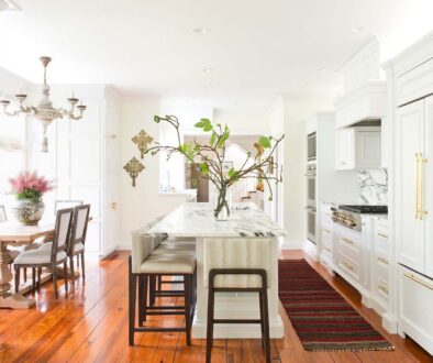 Kitchen viewed from the living room, Charleston interior design by Alexandra Howard
